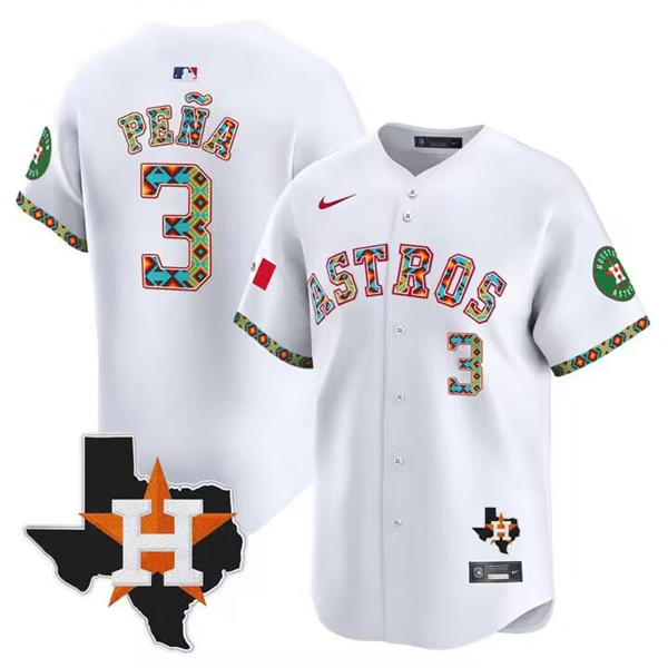 Men's Houston Astros #3 Jeremy Peña White Mexico Vapor Premier Limited Stitched Baseball Jersey Men's Houston Astros #3 Jeremy Peña White Mexico Vapor Premier Limited Stitched Baseball Jersey